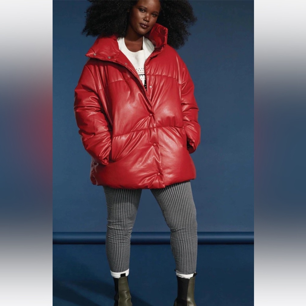 With the Girls by AVEC LES FILLES red pleather puffer jacket - Picture 12 of 13